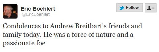 Twitter - @ericboehlert - death of breitbart