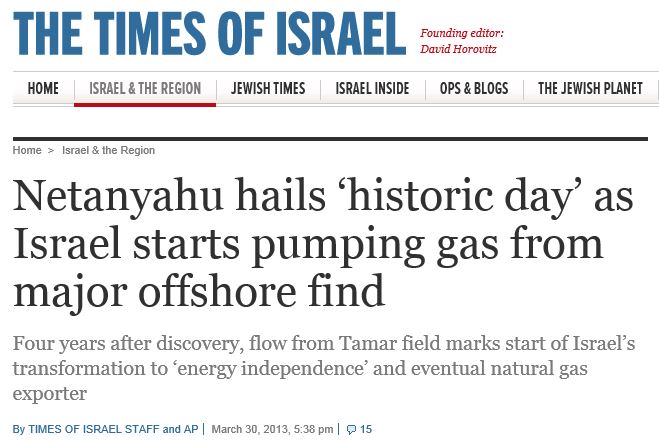 Times of Israel Natural Gas