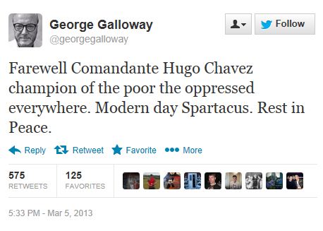 Twitter - @GeorgeGalloway - Chavez Death