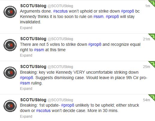 Twitter - @Scotusblog - Marriage Oral Argument tweets