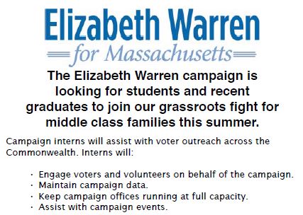 Elizabeth Warren Campaign Intern Flyer1