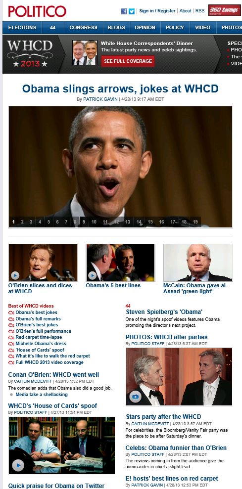 Politico Home Page White House Correspondents Party