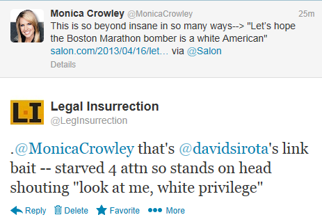 Twitter - @MonicaCrowley Sirota