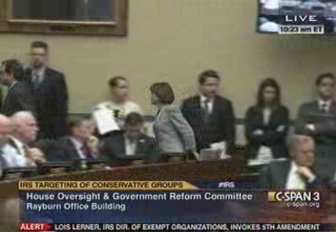 (Lois Lerner runs from House Hearing after pleading the 5th)