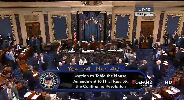 Senate Final Vote Count to Table House Continuing Resolution