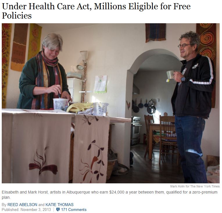 NYT Artists free Obamacare