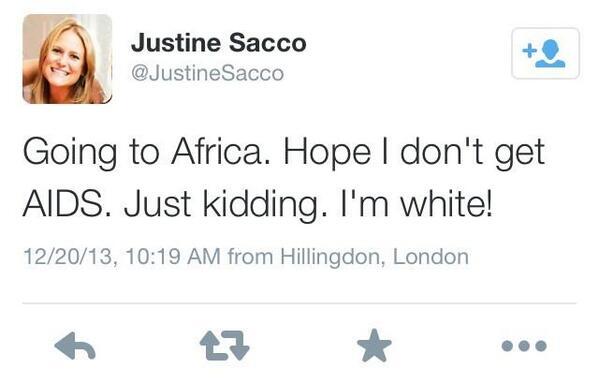 Justine Sacco Africa Tweet