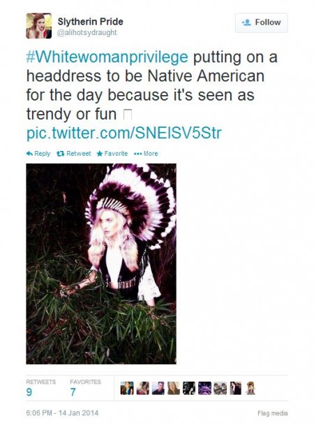 Twitter White Woman Privilege Indian Head Dress