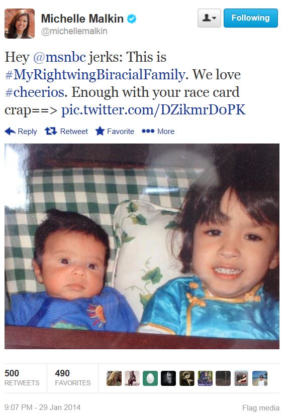 Michelle Malkin Twitter MSNBC Tweet BiRacial