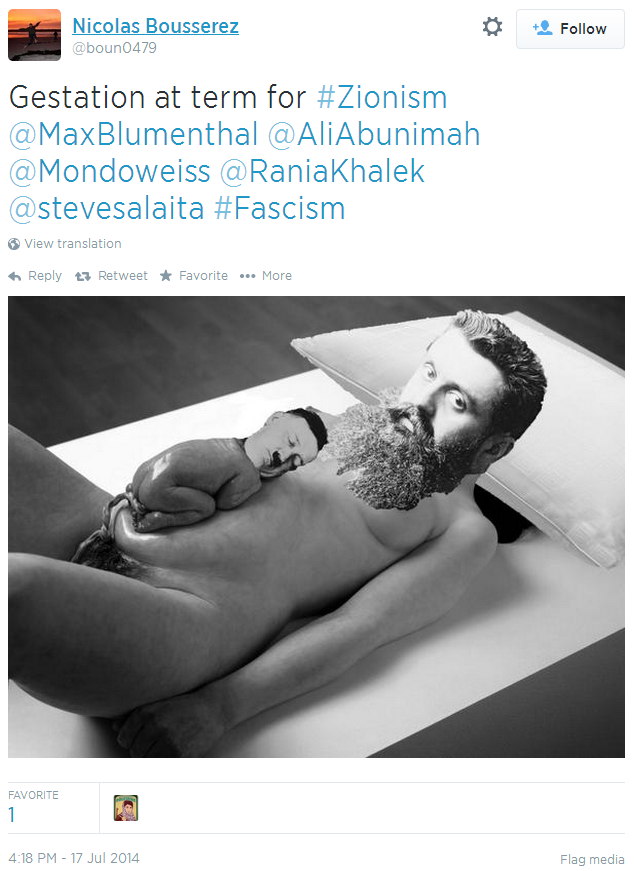 Twitter - @bound0479 - giving birth hitler Zionism