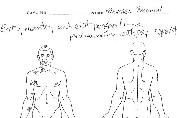 Mike Brown autopsy sketch