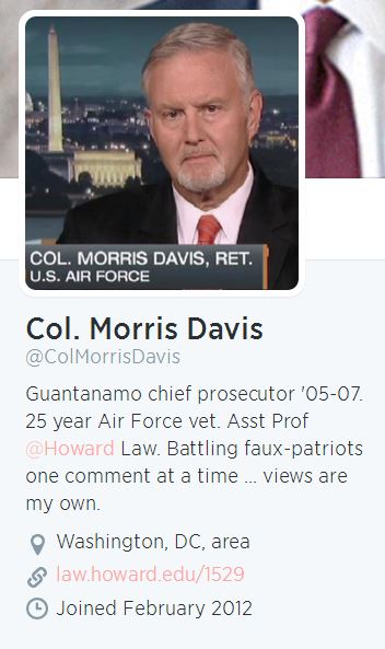 Col. Morris Davis Twitter Profile