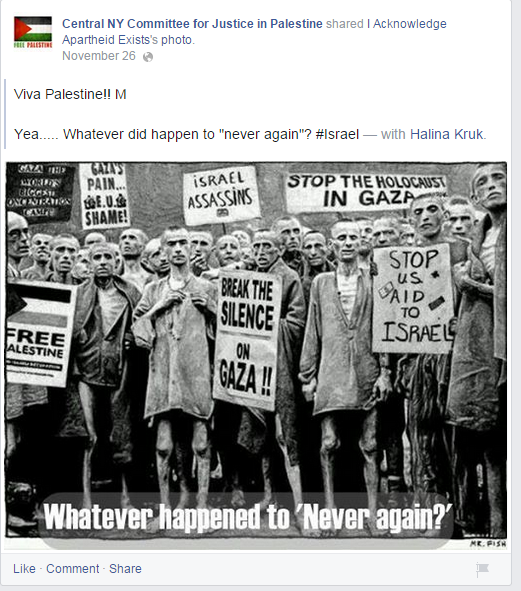 I Acknowledge Apartheid Exists Facebook Image Holocaust Survivors with Anti-Israel Signs - Central NY Committee