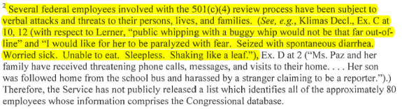 Judicial Watch v IRA - IRS Opposition to Discovery Motion - Footnote 3 re Legal Insurrection