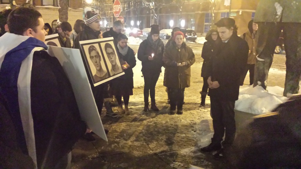 Rasmea Odeh Protest Vigil DePaul 2-3-2015 Students Saying Prayer