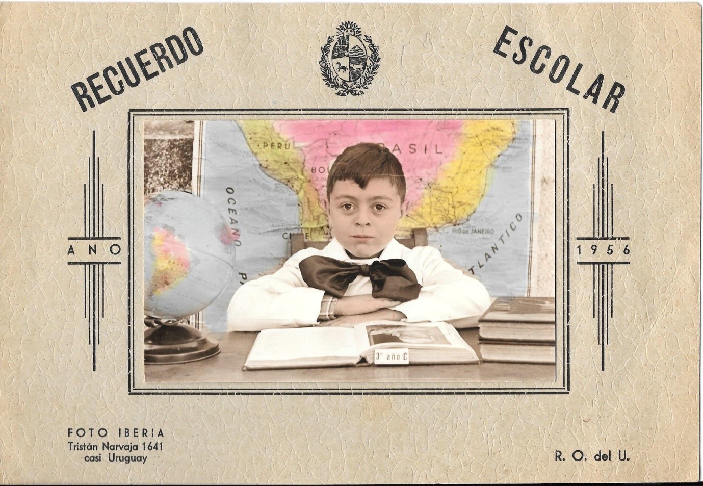 [Leon at the age of 8 in school uniform in Uruguay.]