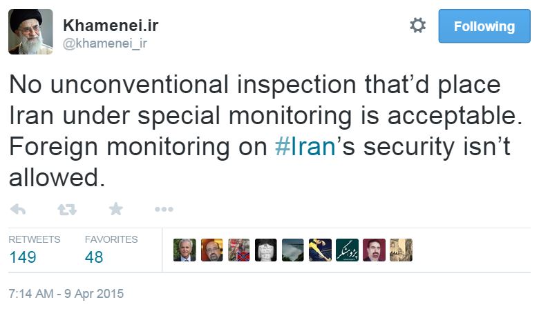 Twitter Khameini White House Iran Fact Sheet Inspections