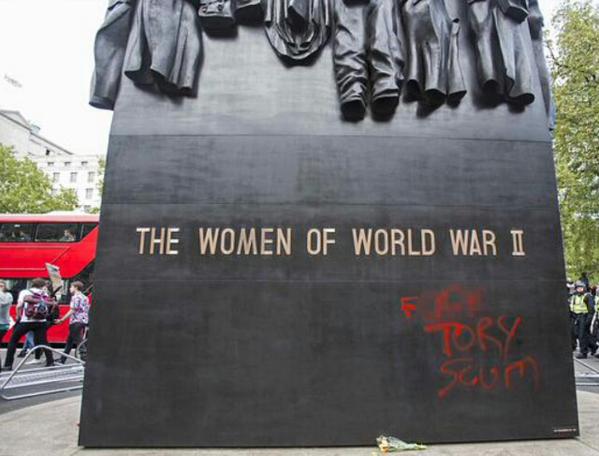 London Protests Tories Defaced War Memorial