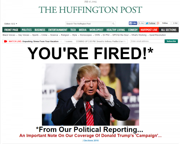 HuffPo Donald Trump Politics Entertainment Homepage
