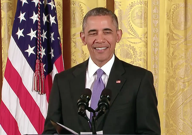 obama laughs at the press