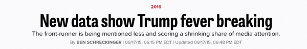 media influence elections politico headline donald trump decline scott walker