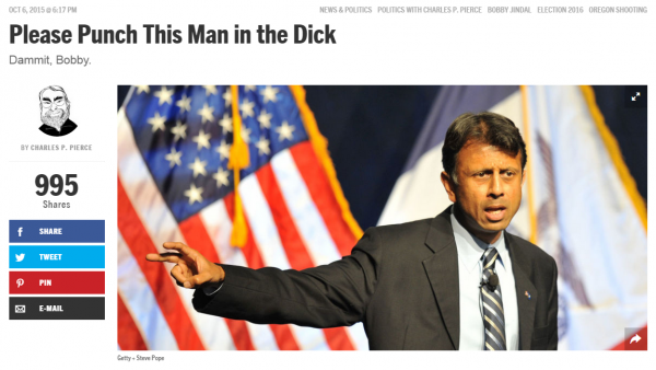 Charles Pearce Esquire Punch Jindal in Dick