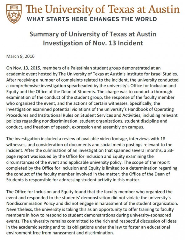 UT Austin Summary Pedahzur March 9 2016