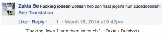 Zakia Belkhiri Facebook hate Jews so much