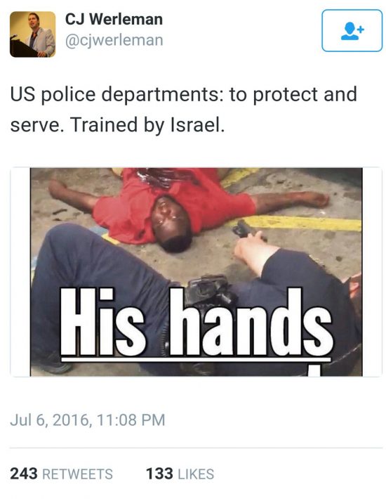 CJ Werleman Twitter Baton Rouge Shooting Israel