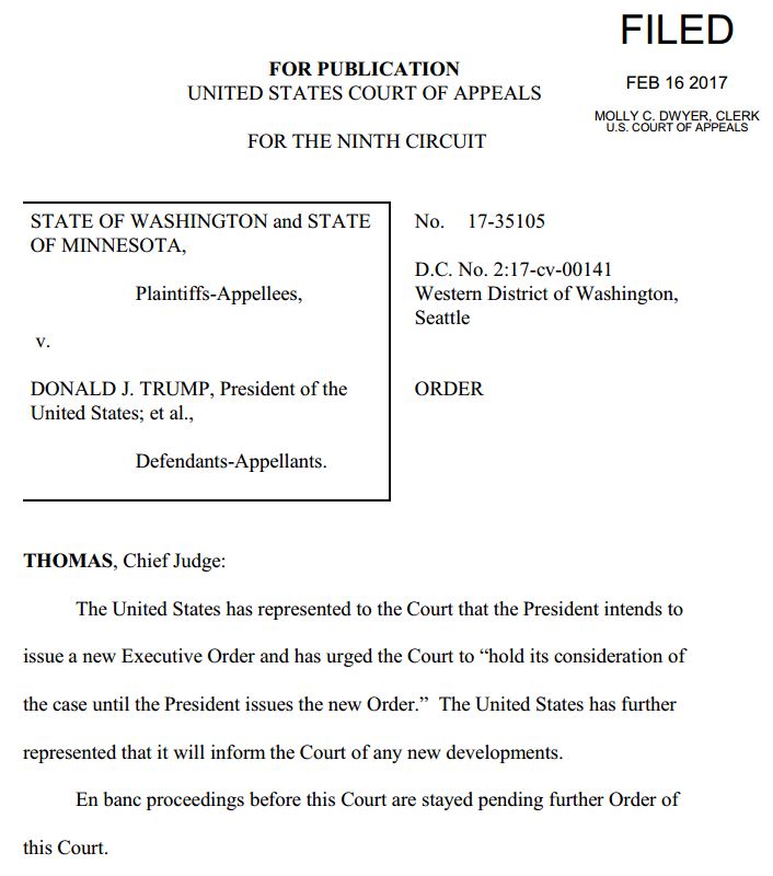 9th Circuit puts hold on further en banc consideration of Trump