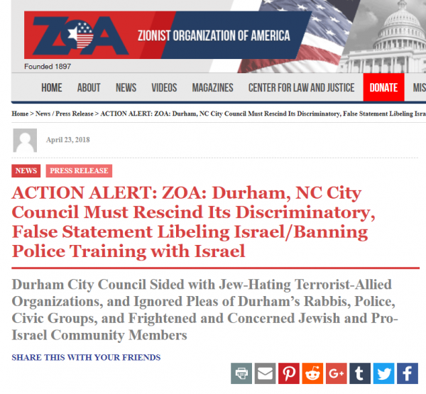 https://zoa.org/2018/04/10377927-action-alert-zoa-durham-nc-city-council-must-rescind-its-discriminatory-false-statement-libeling-israel-banning-police-training-with-israel/